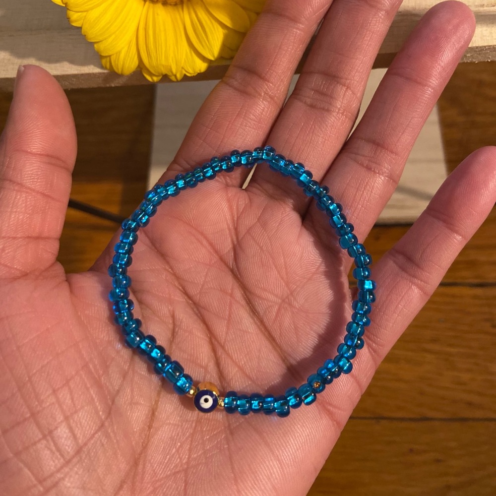 Handmade Evil Eye Glass Bead Bracelet